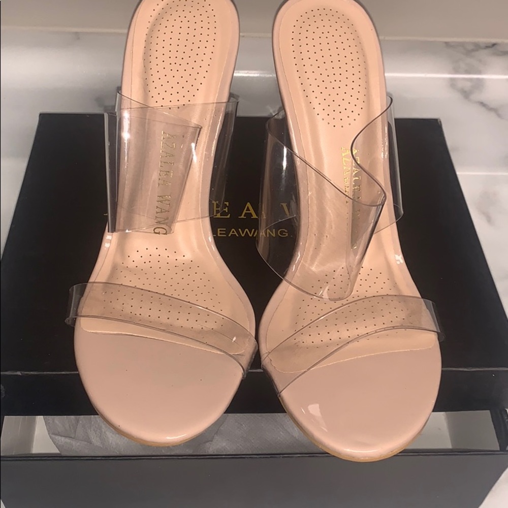 Clear nude Akira heels
